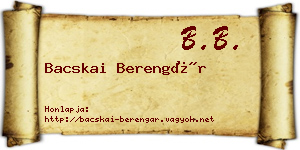 Bacskai Berengár névjegykártya